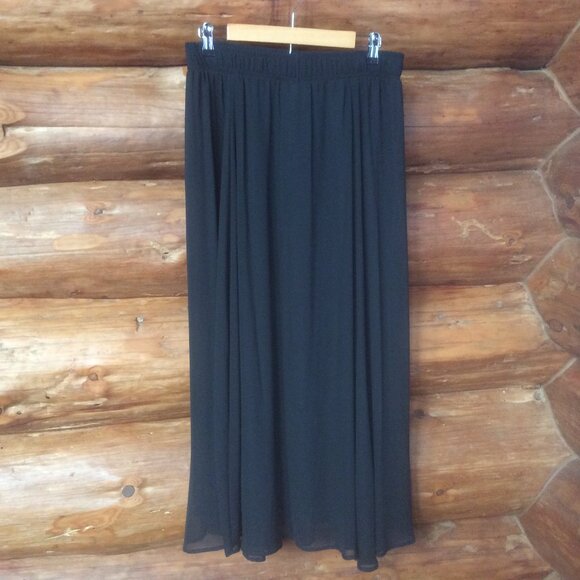 Pappagallo Vintage Black Whimsigoth Chiffon Romantic Maxi Skirt Size 12 - Picture 5 of 5